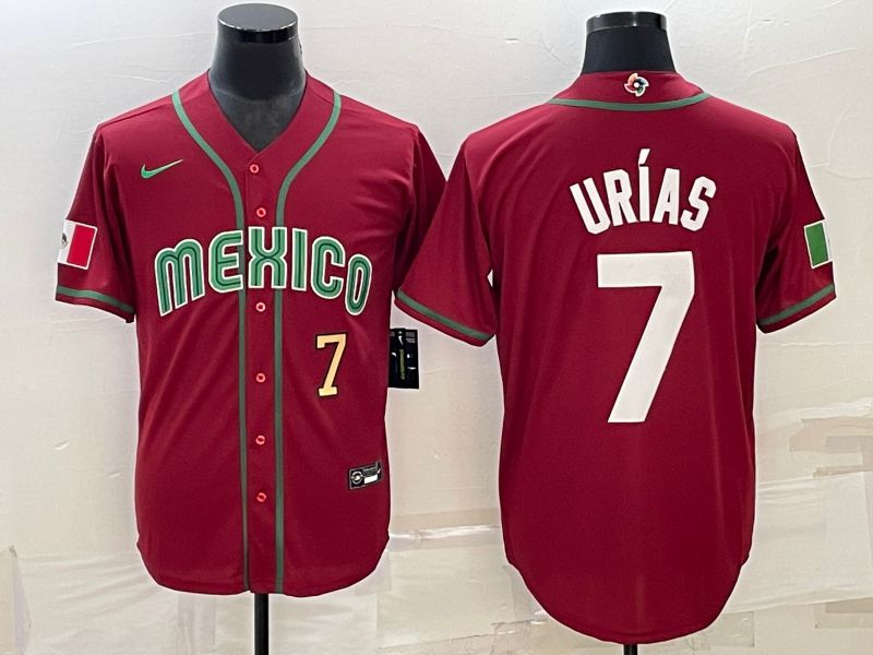 Men 2023 World Cub Mexico #7 Urias Red Nike MLB Jersey30->more jerseys->MLB Jersey